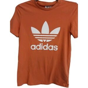 Adidas Mens T Shirt Size Small Crew Neck Orange Short Sleeve Summer Sports #285C